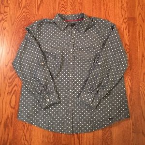 Talbots classic casual cotton shirt with dots  18W