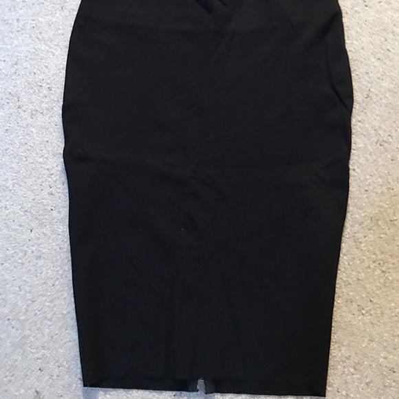 Black Rayon Spandex Pencil Skirt w/Zippered Slit