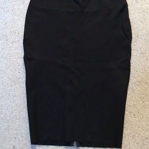Black Rayon Spandex Pencil Skirt w/Zippered Slit
