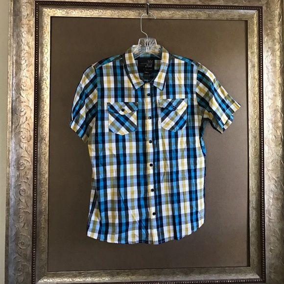 Boy's plaid short sleeve button down.