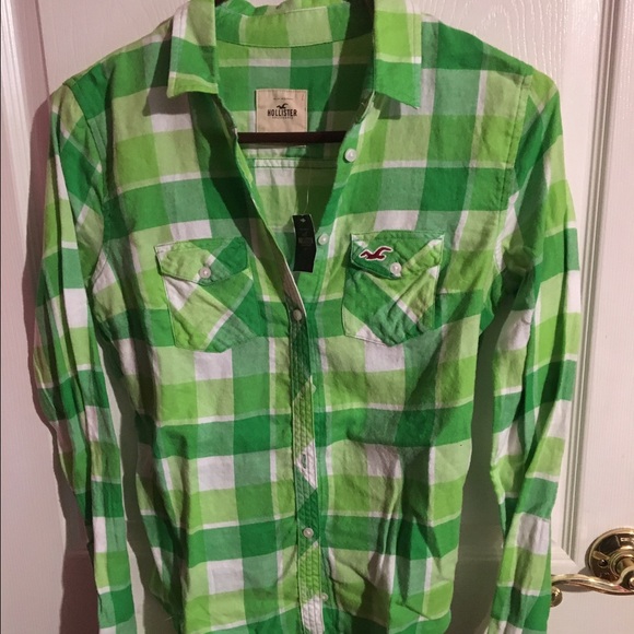 Hollister Co Green plaid shirt