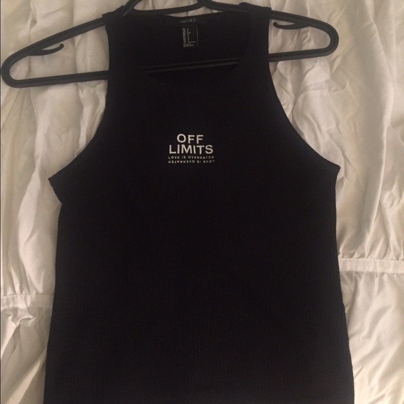 "Off limits love is overrated" crop tank top!