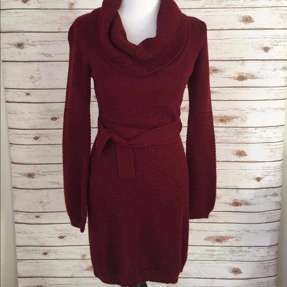 STUNNING! Burgundy Long Sleeve Sweater Dress