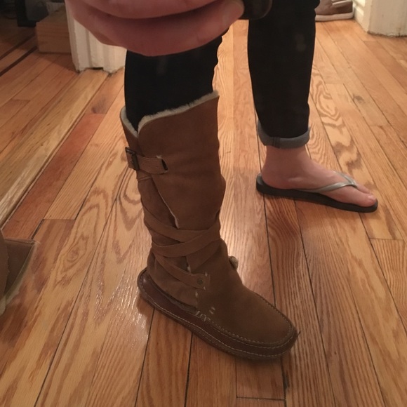 shearling moccasin boots