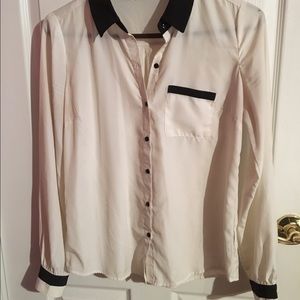 Forever21 cream blouse with black detail