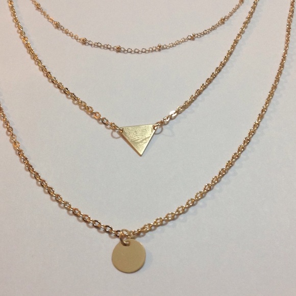 Gold-Tone Layered Geometric Necklace - Picture 5 of 5