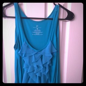 Turquoise Tank Top with Ruffle Front