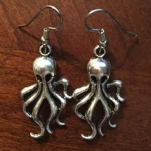 Silver-Tone Octopus Dangly Earrings