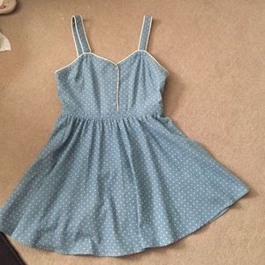 Chambray polka dot dress with eyelet back