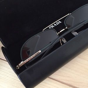 Prada Leather Aviator Sunglasses