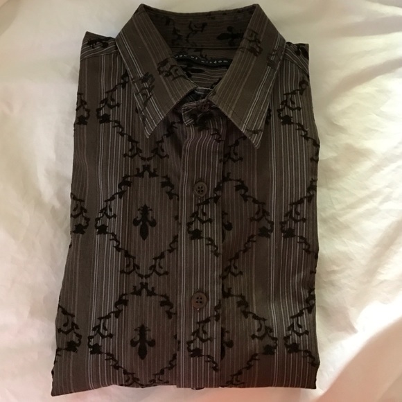 Boy's long sleeve striped dress shirt.