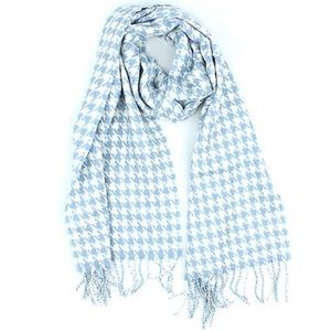 Blue and White Houndstooth Scarf