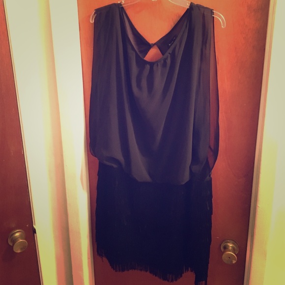 Black Fringe Party Dress