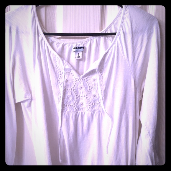 White Old Navy Cotton Peasant Shirt