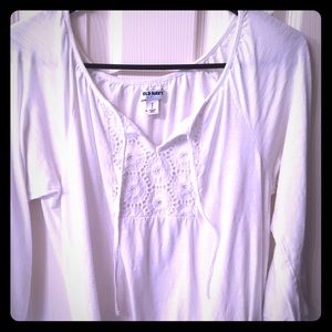 White Old Navy Cotton Peasant Shirt