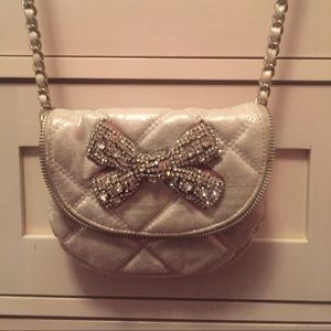 White bag with crystal bow detail