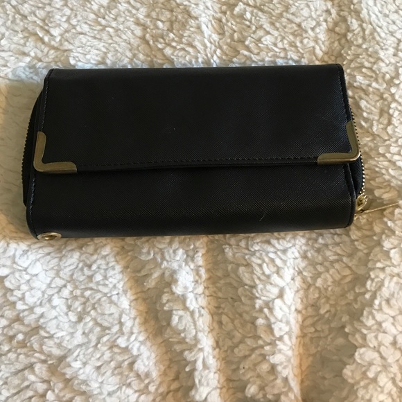 Double Zipper Black Wallet