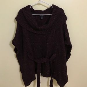 Burgundy Poncho Sweater