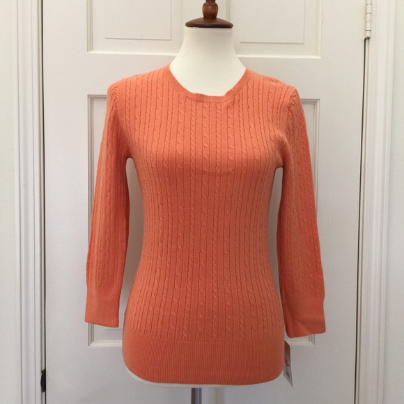 3/4 sleeves Knit crewneck sweater - Picture 1 of 4