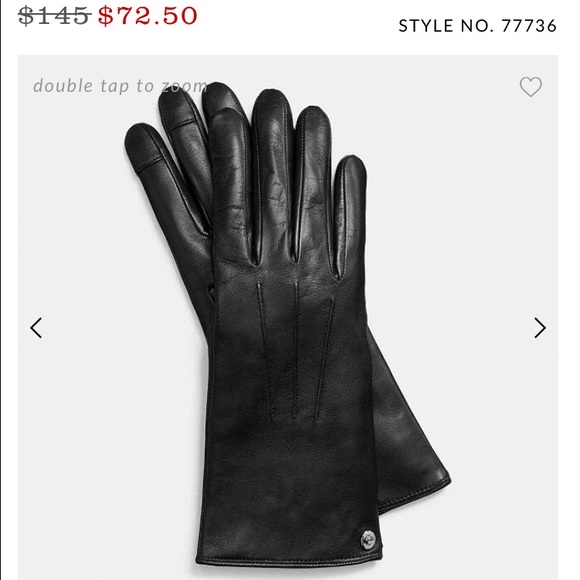 Coach leather black gloves