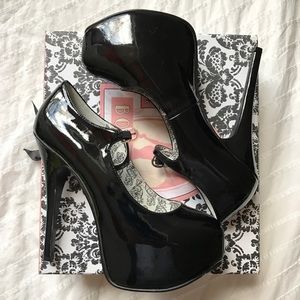 Bordello Teeze Black Patent Mary Jane Stilettos 8