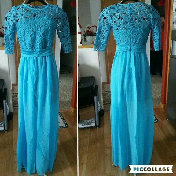 FLORAL LACE CHIFFON BRIDESMAID DRESS - Picture 2 of 4