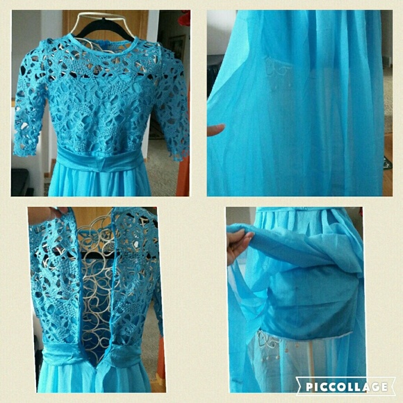 FLORAL LACE CHIFFON BRIDESMAID DRESS - Picture 3 of 4