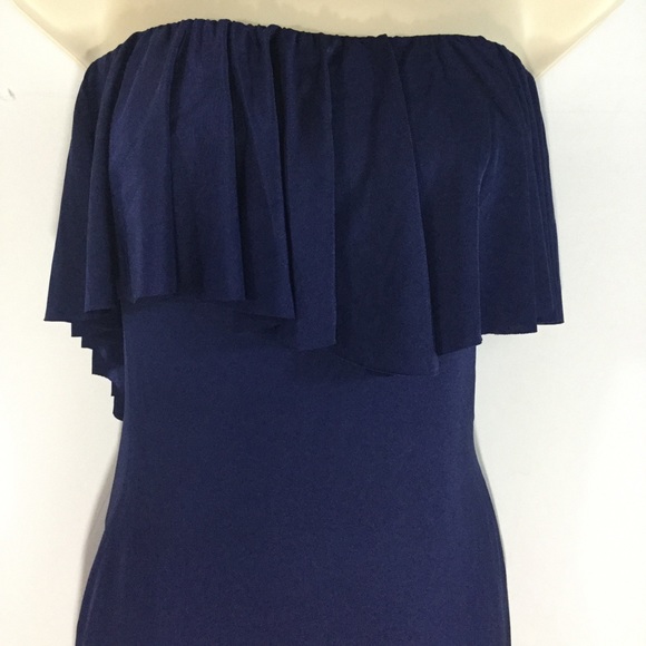 Dress The Population Dresses & Skirts - 🆕NAVY STRAPLESS RUFFLED CASUAL DRESS SIZE S