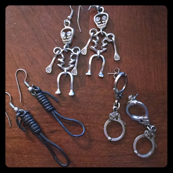 Three Pairs Assorted Halloween Goth Earrings