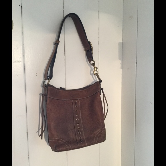 COACH  #10399  BROWN PEBBLE Leather Shoulder Bag