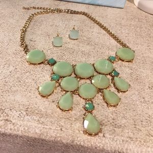 Mint green necklace and earrings
