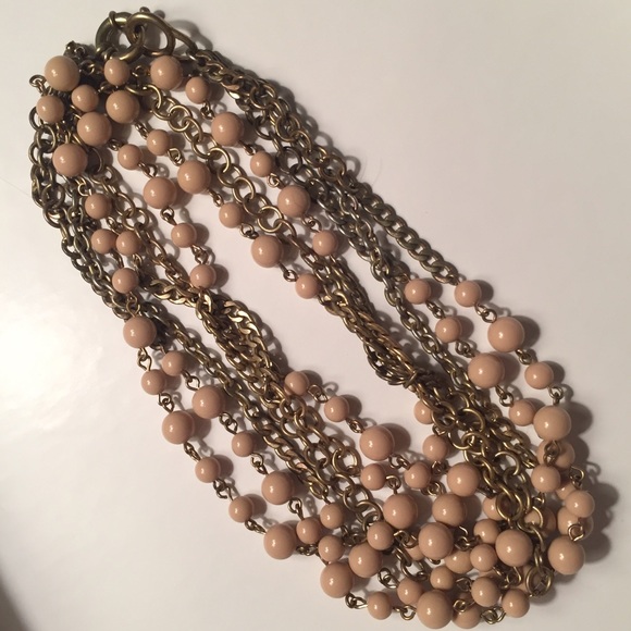 J.Crew Gold and Nude Bead Necklace