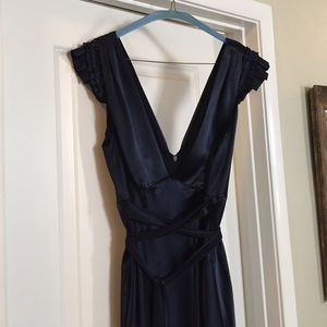 Vera Wang Navy Satin Cocktail Dress