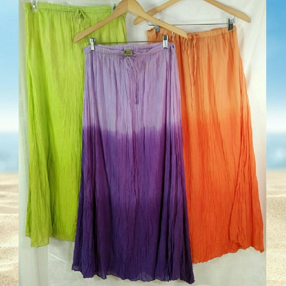 3 Ombre Maxi Boho Festival Skirts - M/L
