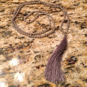 Silver and grey tassel necklace