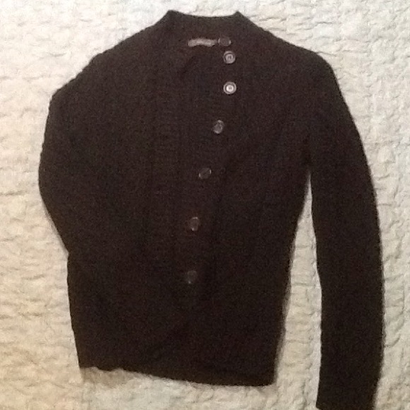 Petite, black, cable knit cotten sweater