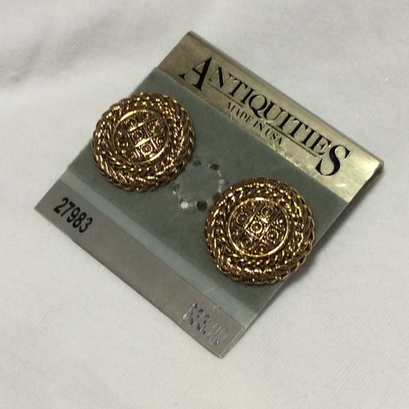 Antiquities 22k gold plated medallions earrings