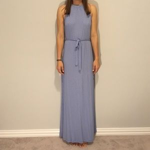 Blue Maxi Dress with High Neck Halter