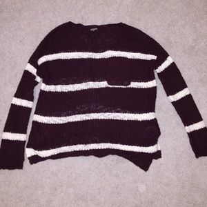 Maroon and white striped sweater