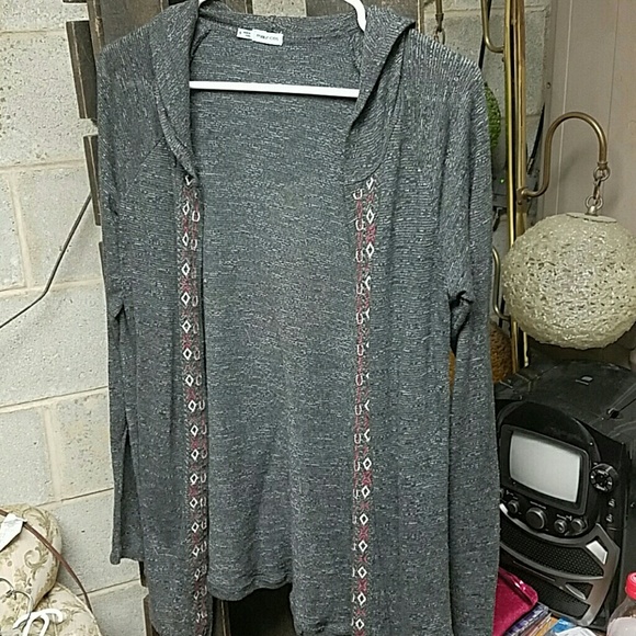 Gray hooded sweater