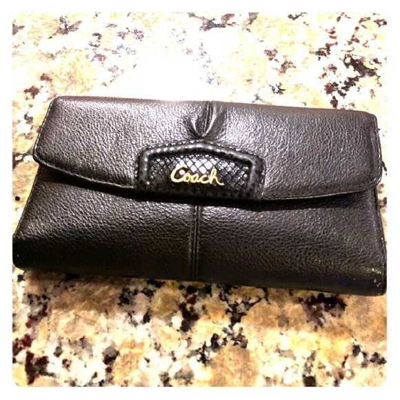 Coach Black Pebble Leather Wallet