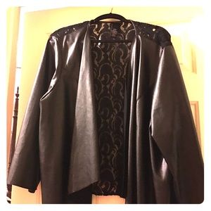 Black Leather look Blazer size 26/28 Lace Back