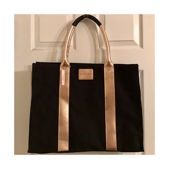 black and rose gold bag