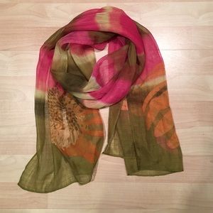 Green, pink and orange floral scarf. New with tags