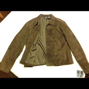 Women's Brown Suede Leather Jacket Misses Large