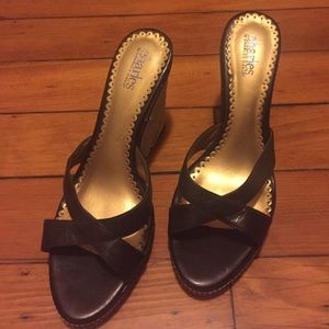 Charles by Charles David Brown Leather Wedges, Sz8