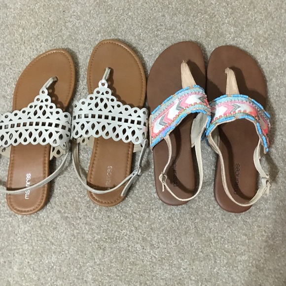 Size 10 multi colored flats- size 11 pewter flats-