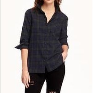 Old Navy Black Watch Plaid Flannel Shirt