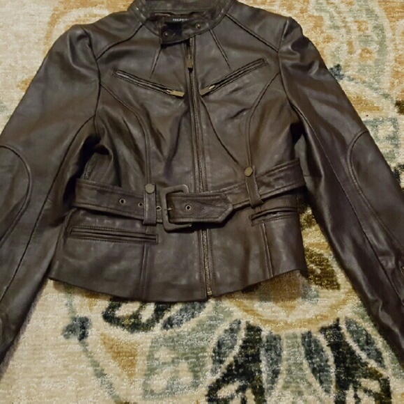 Brown leather coat
