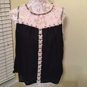 Sheer lace top butterfly appliqué blouse
